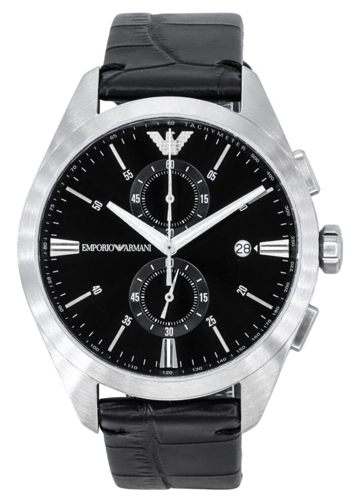 Emporio Armani Claudio Chronograph Black Dial Black Leather Strap Watch For Men - AR11542 - Image 5